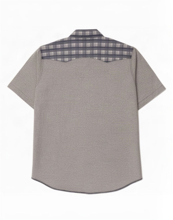 Vintage Mens Short Sleeve Shirt Medium Blue Check Cotton