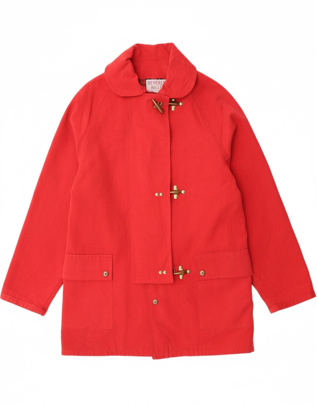 BEVERLY HILLS Womens Overcoat UK 10 Small Red Viscose