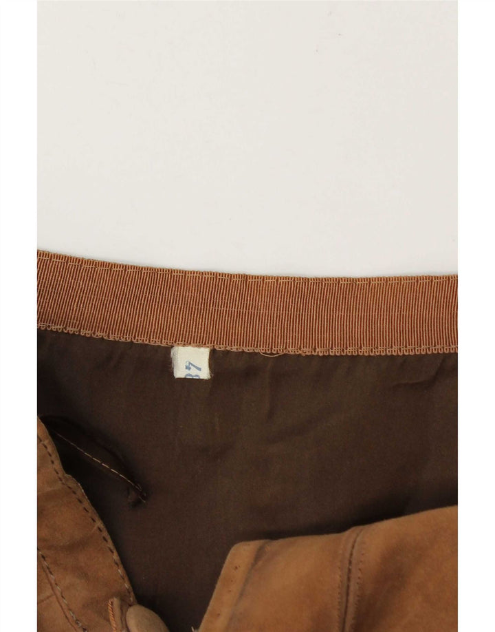Vintage Womens Suede Skirt W26 Small Beige