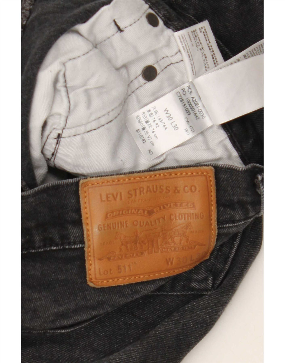 Levi's Mens Slim Jeans W30 L30 Black Cotton