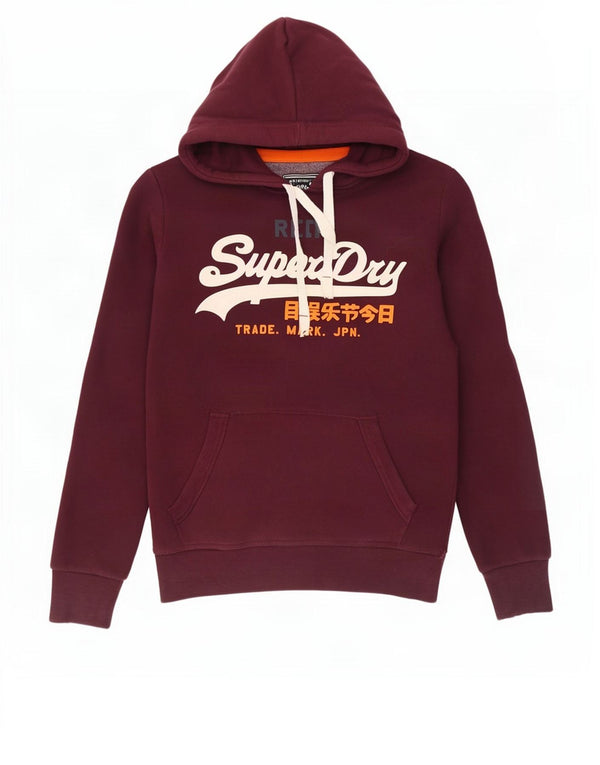 Superdry Mens Graphic Hoodie Jumper Medium Burgundy Cotton
