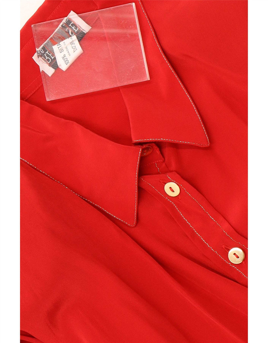 Vintage Womens Long Sleeve Regular Shirt IT 46 Large Red Silk