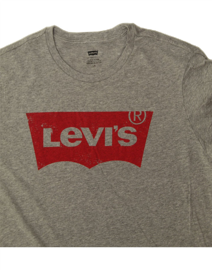 LEVI'S Mens Graphic T-Shirt Top Large Grey Cotton Vintage Levi's and Second-Hand Levi's from Messina Hembry 