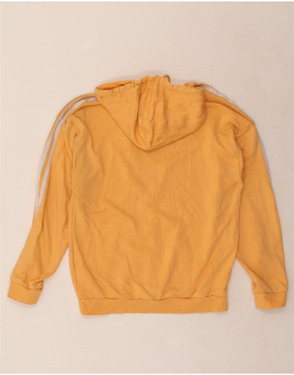 Adidas Womens Oversized Hoodie Jumper UK 6 XS Yellow Cotton