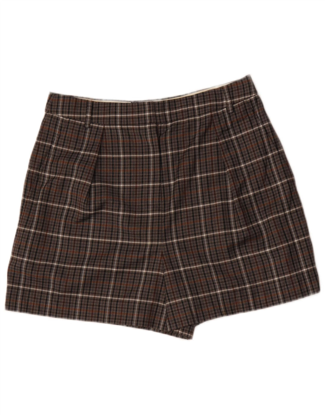 Tibi Womens High Waist Chino Shorts W32 Medium Brown Plaid Polyester