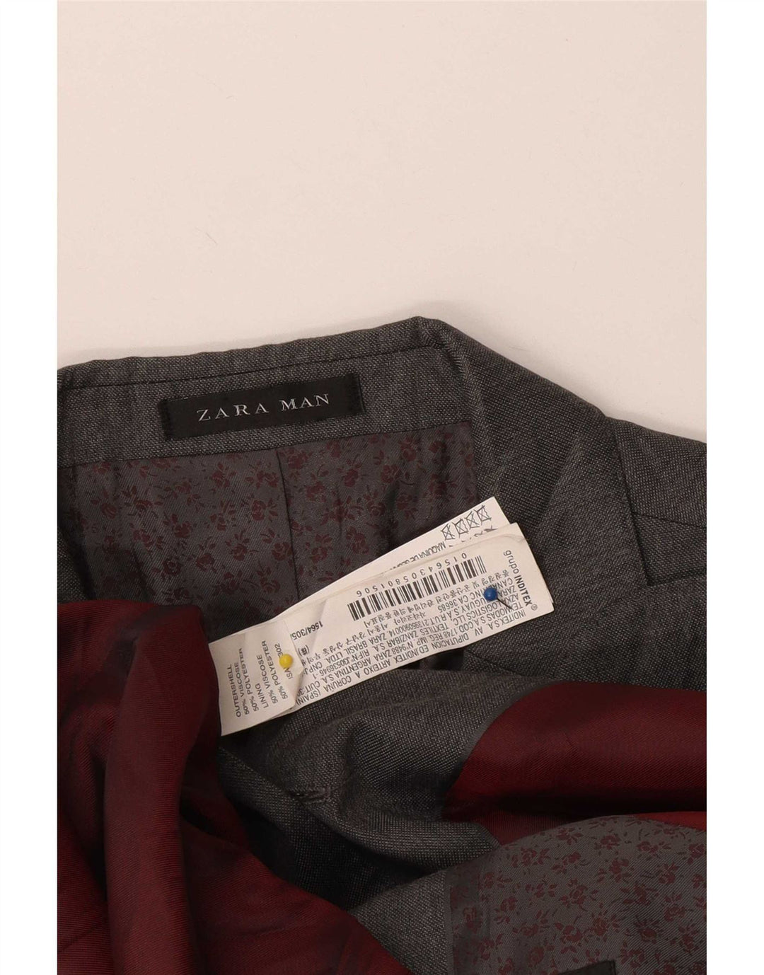Zara Mens 2 Button Blazer Jacket UK 38 Medium Grey Viscose
