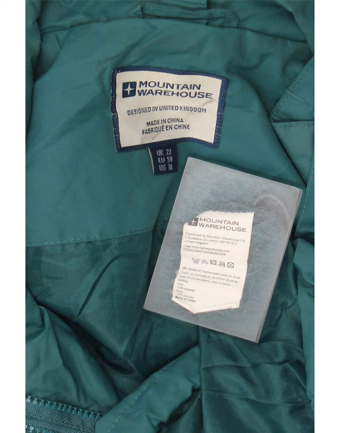 MOUNTAIN WAREHOUSE Womens Hooded Rain Jacket UK 22 3XL Green Polyester