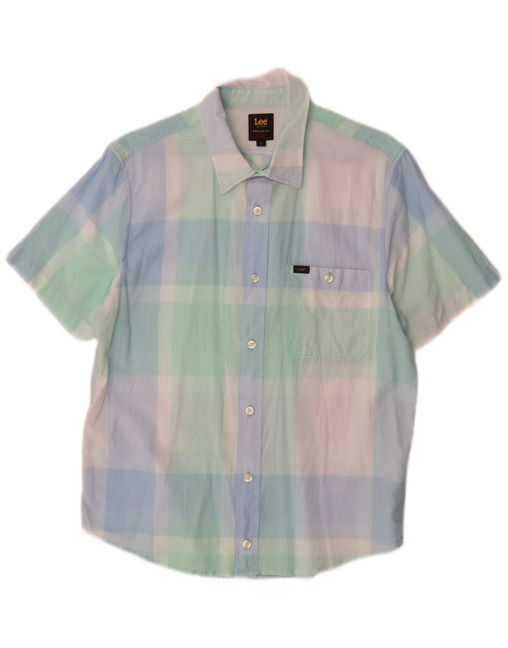 LEE Mens Regular Fit Short Sleeve Shirt Medium Multicoloured Check Cotton