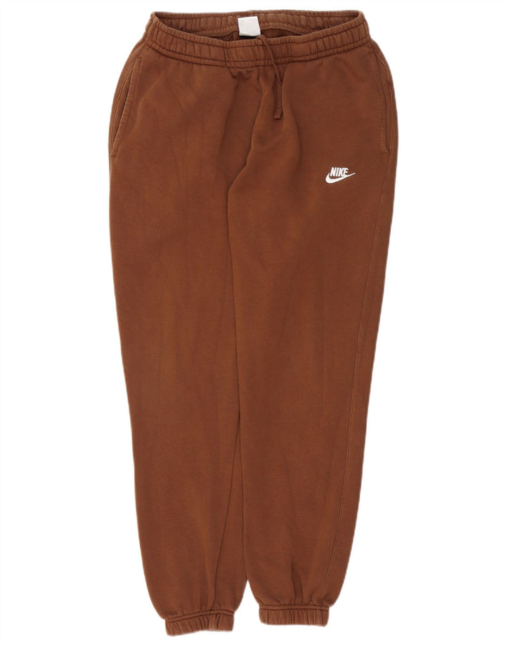 NIKE Womens Tracksuit Trousers Joggers UK 14 Medium Brown Cotton