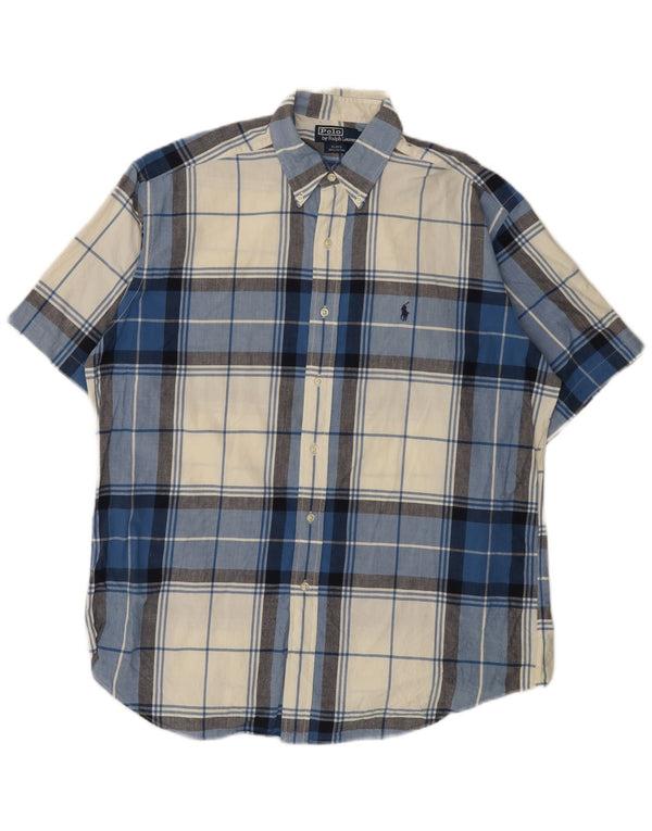Polo Ralph Lauren Mens Blake Short Sleeve Shirt Large Blue Check Cotton