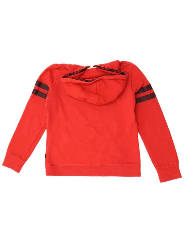 Superdry Womens Graphic Hoodie Jumper UK 12 Medium Red Cotton