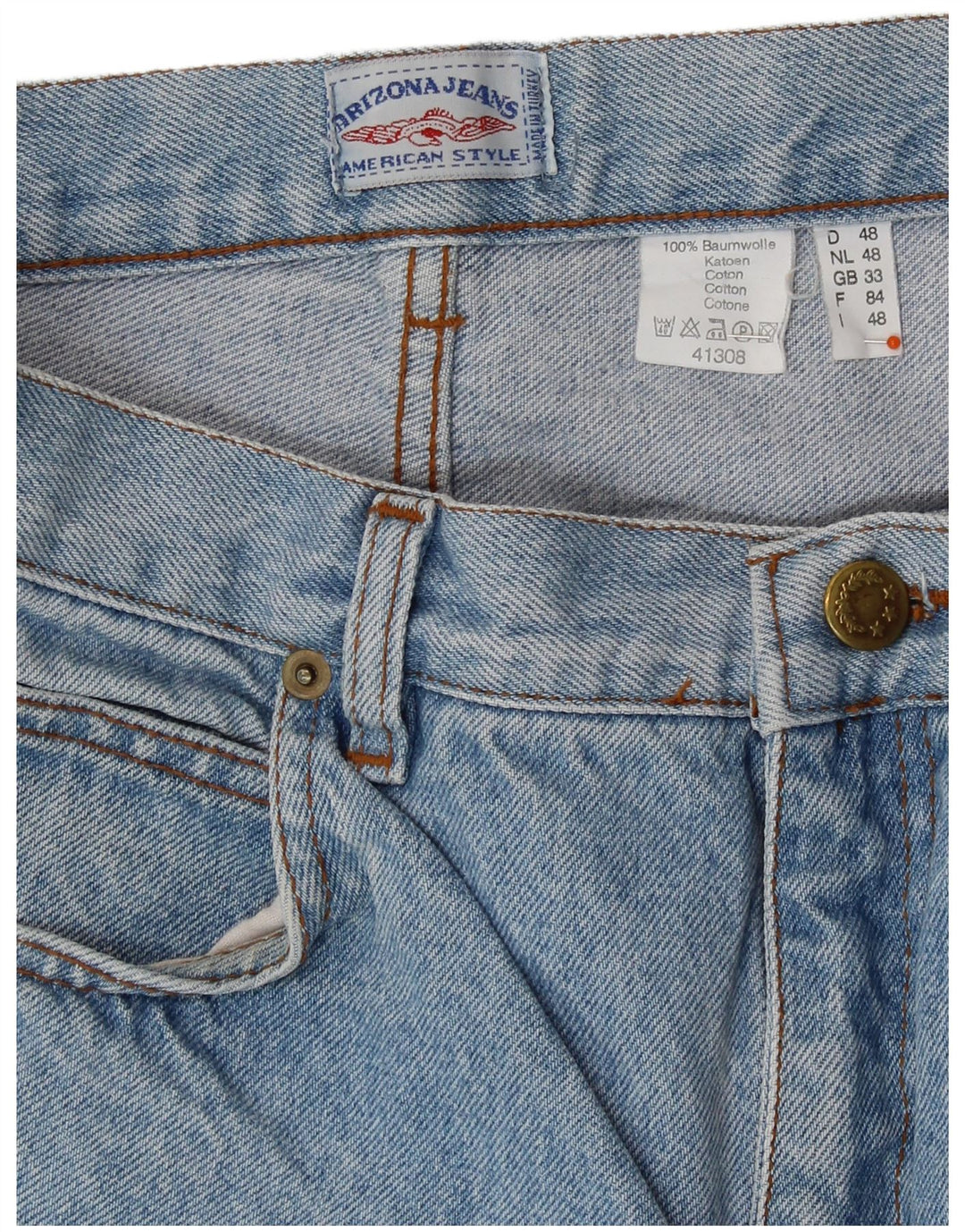 ARIZONA Womens High Waist Denim Shorts W33 Large Blue Cotton