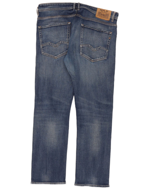Replay Mens Rocco Straight Jeans W36 L30 Blue