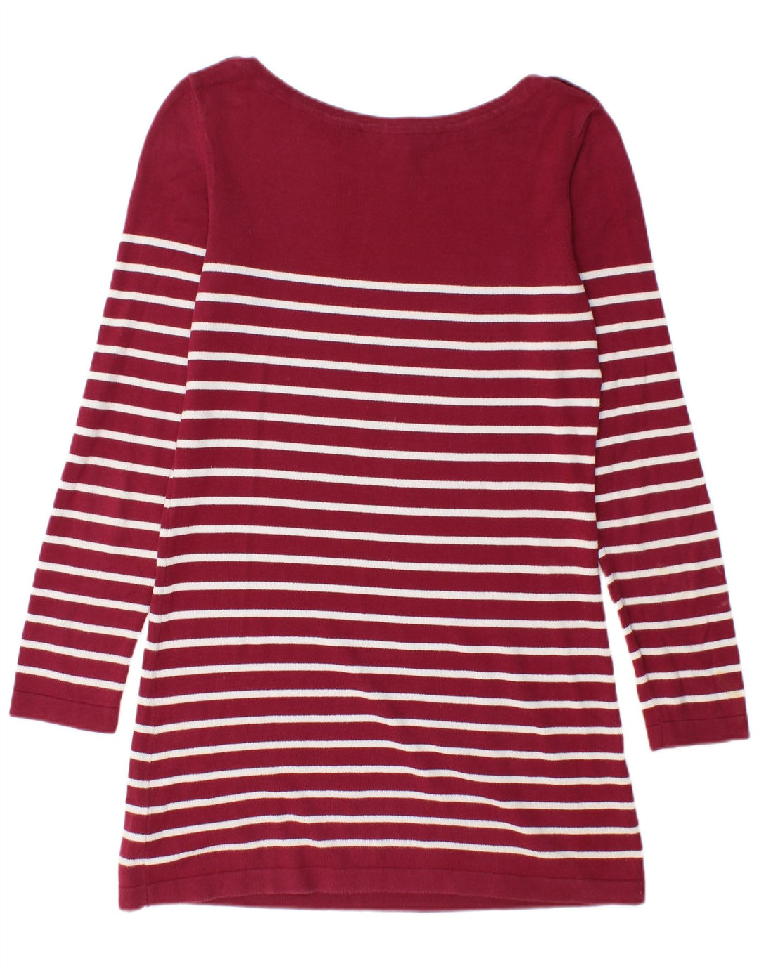 CREW CLOTHING Womens Jumper Dress UK 8 Small Burgundy Striped Cotton