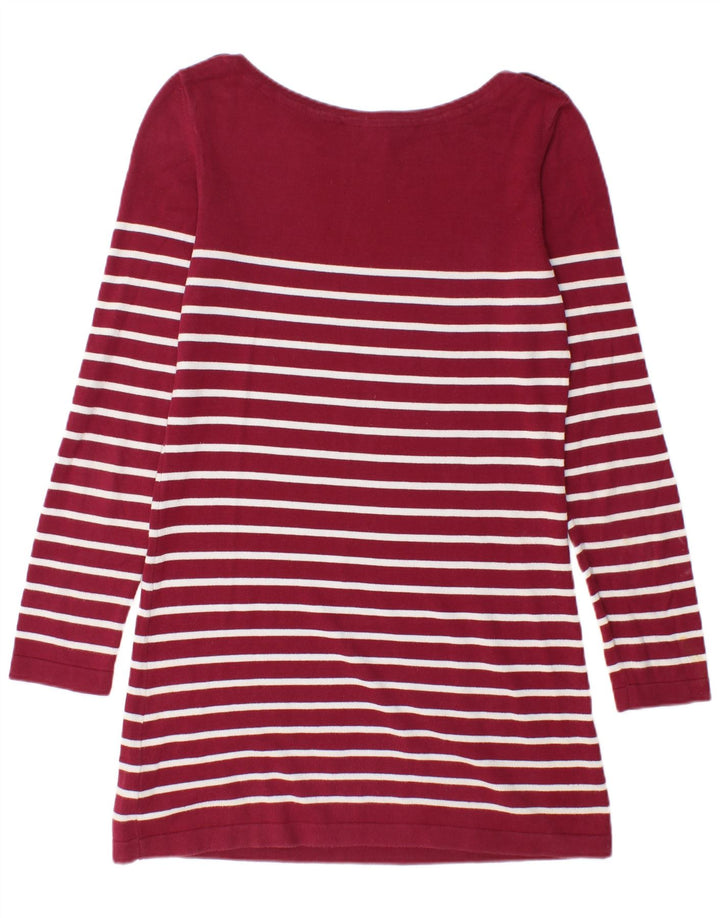 CREW CLOTHING Womens Jumper Dress UK 8 Small Burgundy Striped Cotton