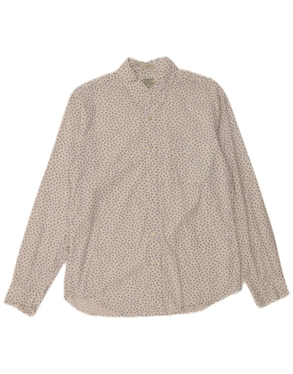 J. CREW Mens Slim Shirt Large White Floral Cotton