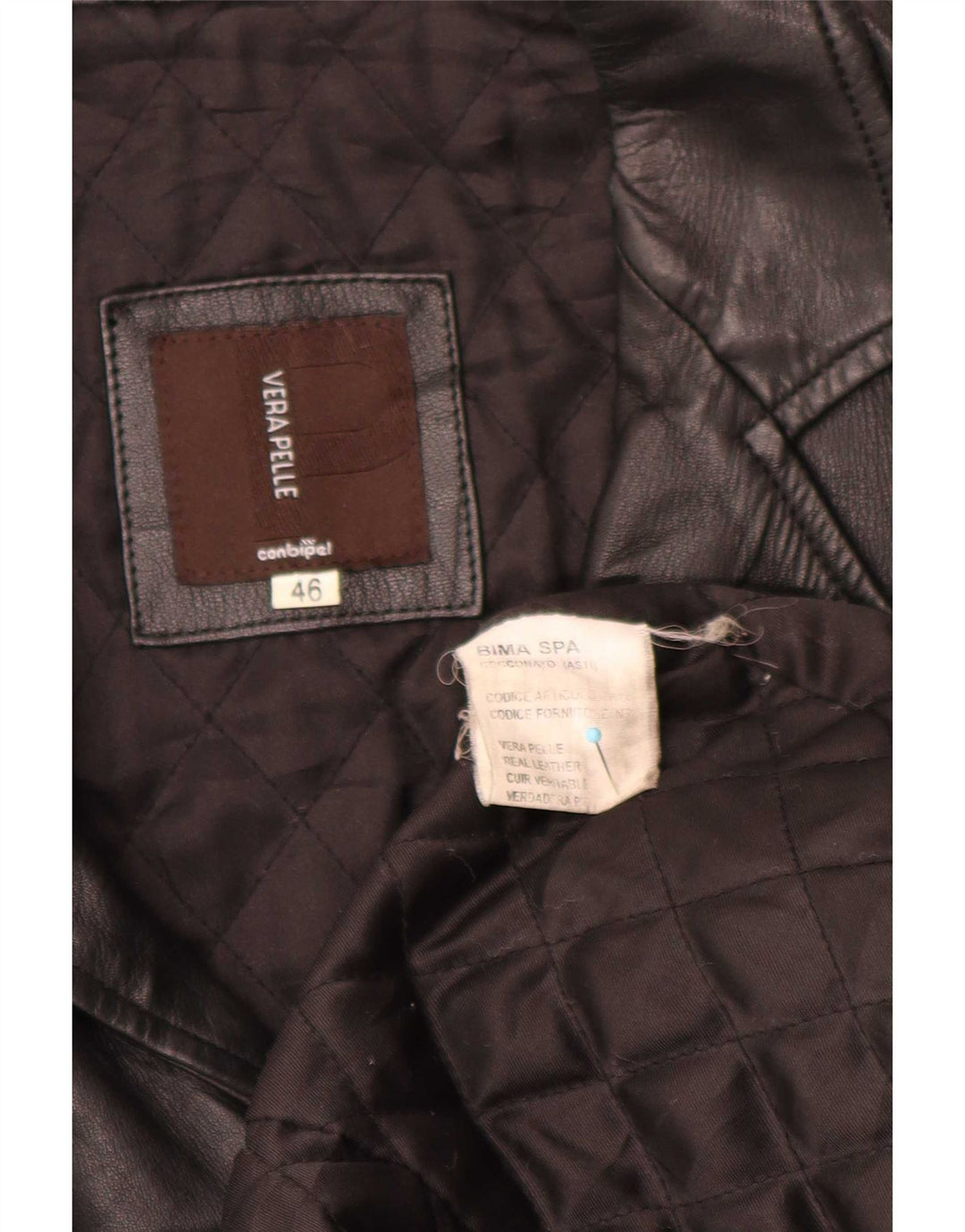 Conbipel Mens Leather Coat IT 46 Small Black