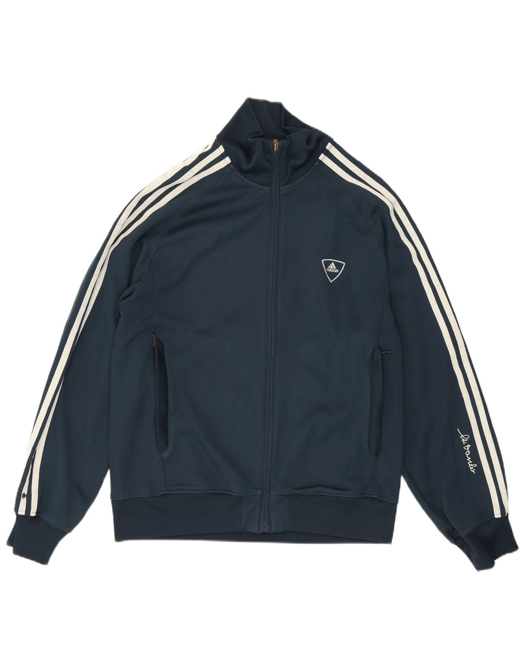 Adidas Mens Graphic Tracksuit Top Jacket Medium Navy Blue Polyester