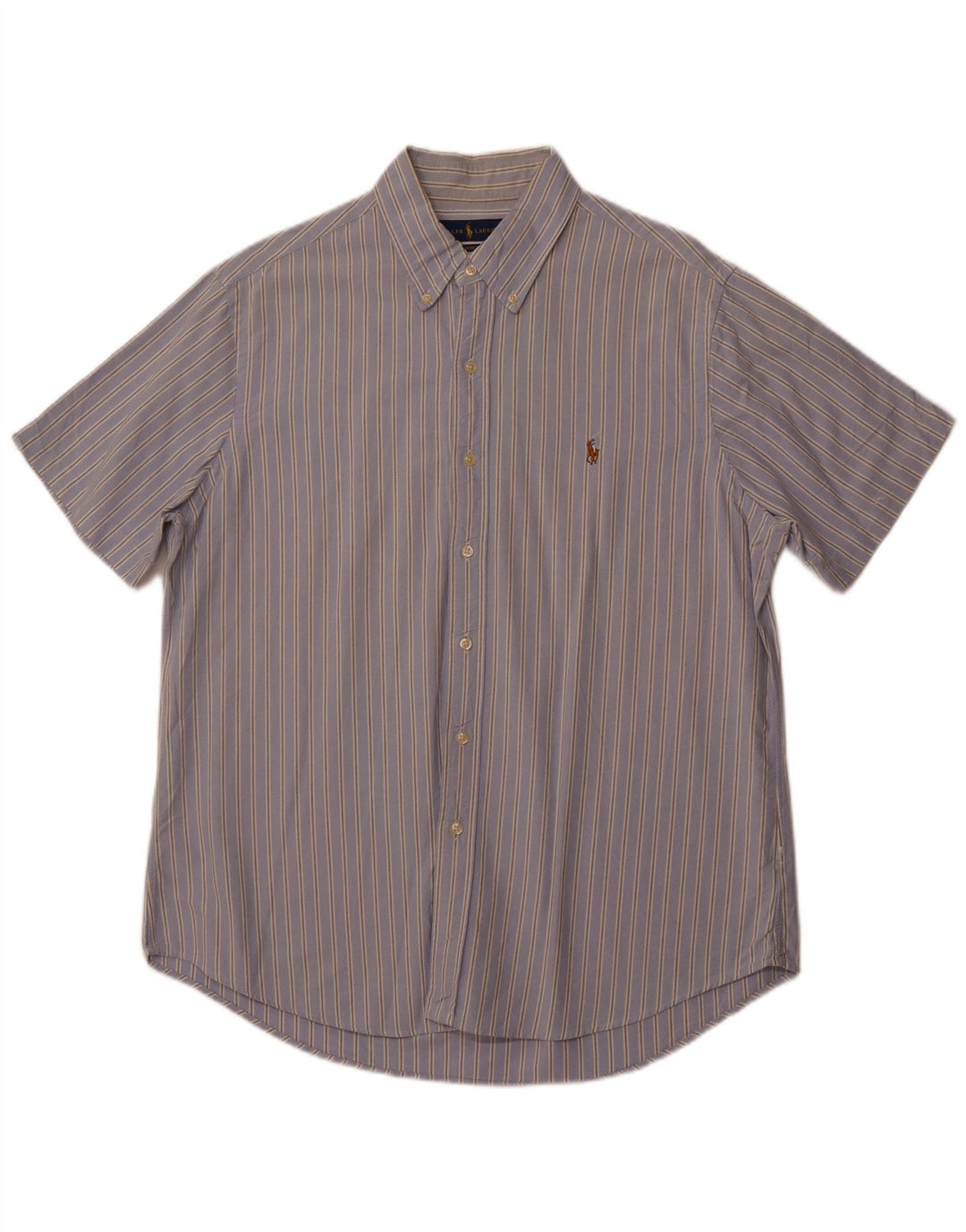 POLO RALPH LAUREN Mens Short Sleeve Classic Fit Shirt Large Blue Striped