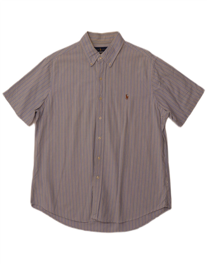 POLO RALPH LAUREN Mens Short Sleeve Classic Fit Shirt Large Blue Striped
