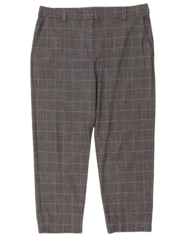 Marks & Spencer Mens Cropped Trousers UK 14 Large W34 L26 Grey Houndstooth