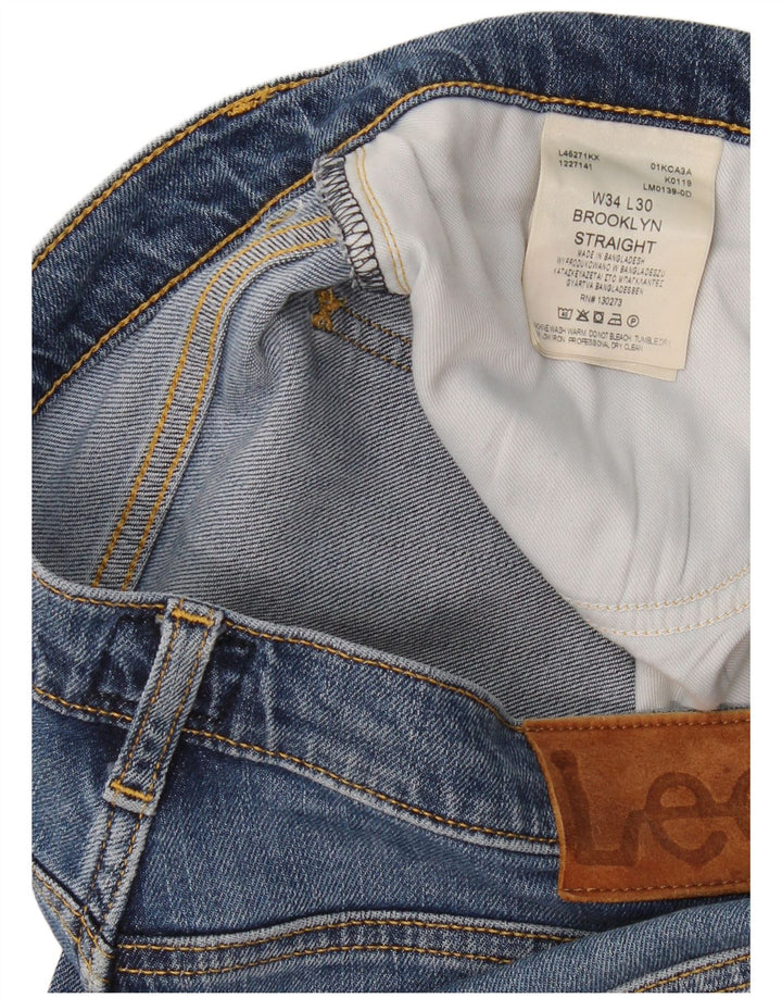 Lee Mens Brooklyn Straight Jeans W34 L30 Blue Cotton