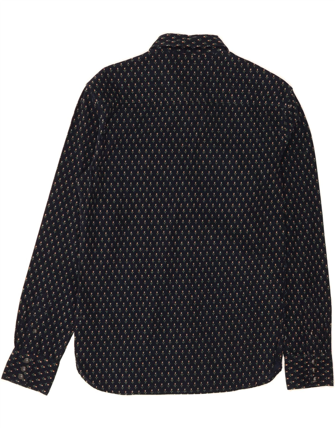 ALL SAINTS Mens Shirt Small Navy Blue Floral Cotton Vintage All Saints and Second-Hand All Saints from Messina Hembry 