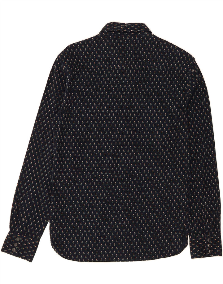 ALL SAINTS Mens Shirt Small Navy Blue Floral Cotton Vintage All Saints and Second-Hand All Saints from Messina Hembry 