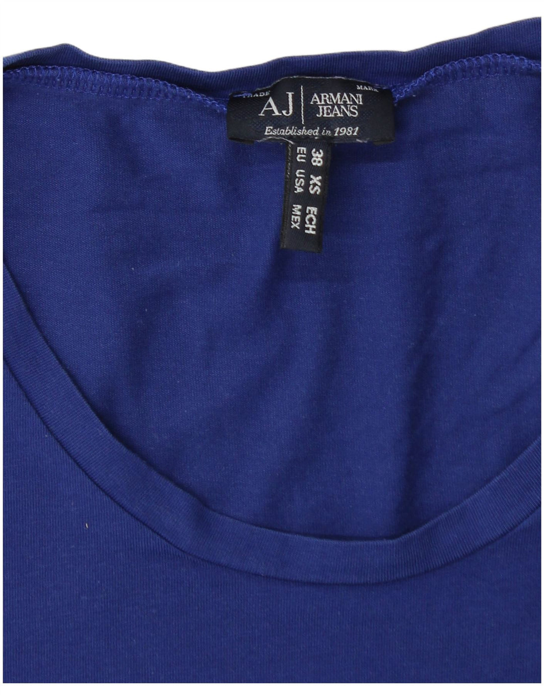 Armani Jeans Womens Graphic T-Shirt Top EU 38 Medium Blue Cotton