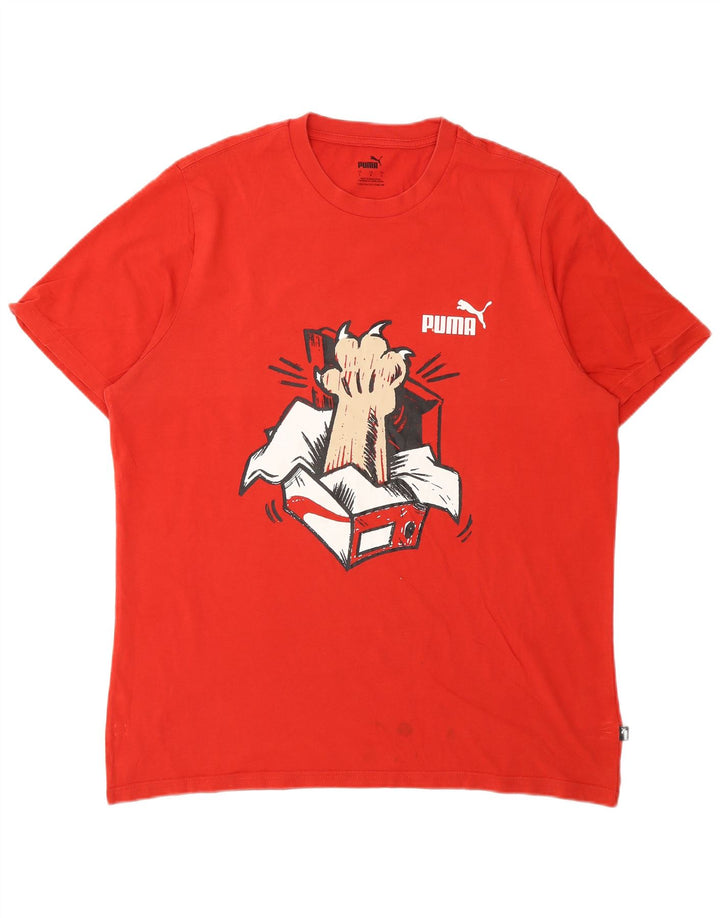Puma Mens Graphic T-Shirt Top Large Red Cotton
