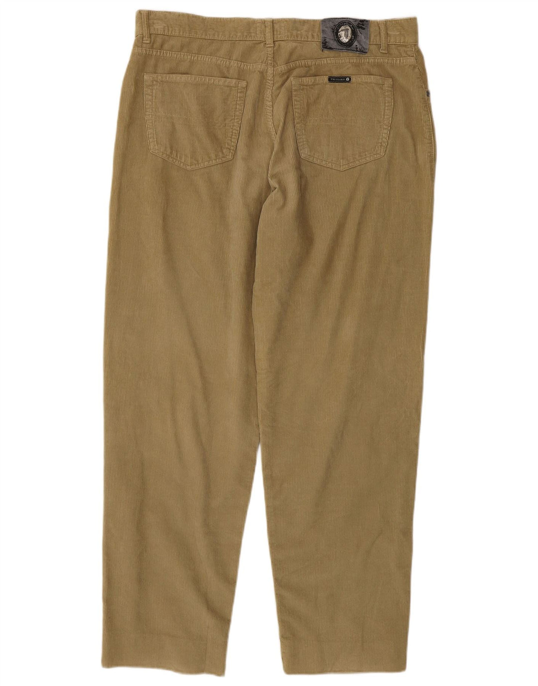 TRUSSARDI Mens Straight Corduroy Trousers IT 54 2XL W40 L32 Khaki Cotton