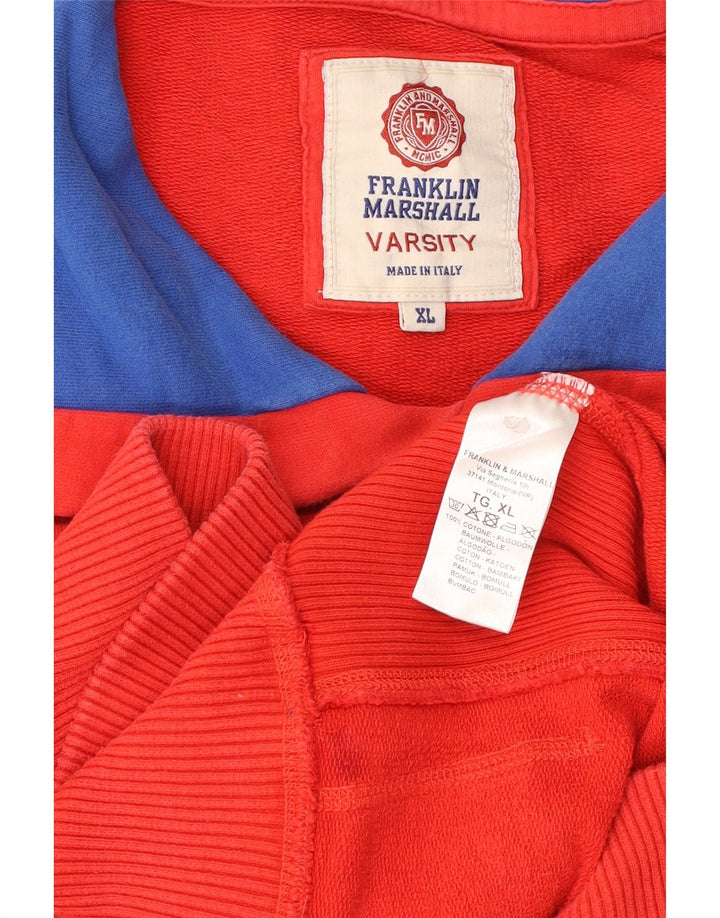 FRANKLIN MARSHALL Womens Varsity Graphic Hoodie Jumper UK 18 XL Red Cotton