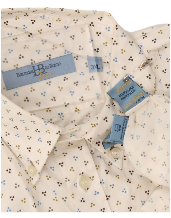 HARMONT & BLAINE Mens Shirt 3XL Off White Spotted Cotton