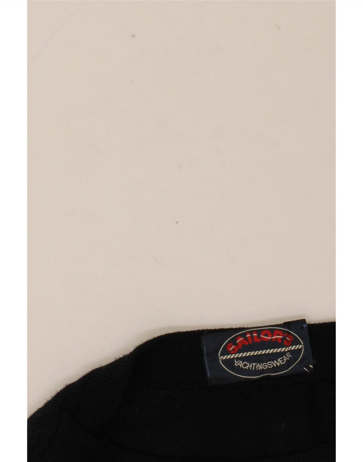 VINTAGE Mens Boat Neck Jumper Sweater Medium Navy Blue