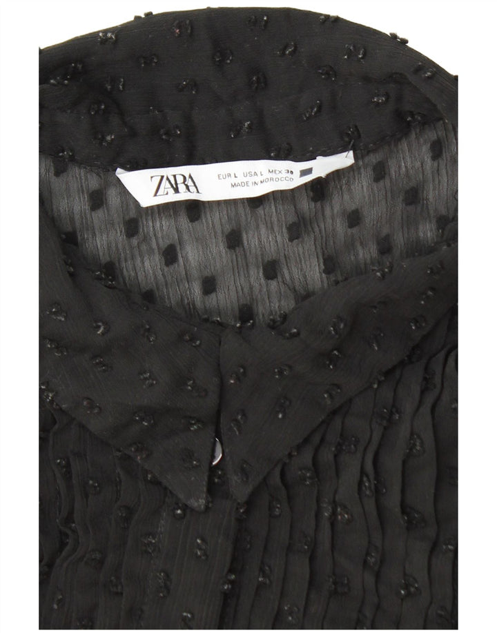 ZARA Womens Shirt Blouse UK 14 Large Black Polyester