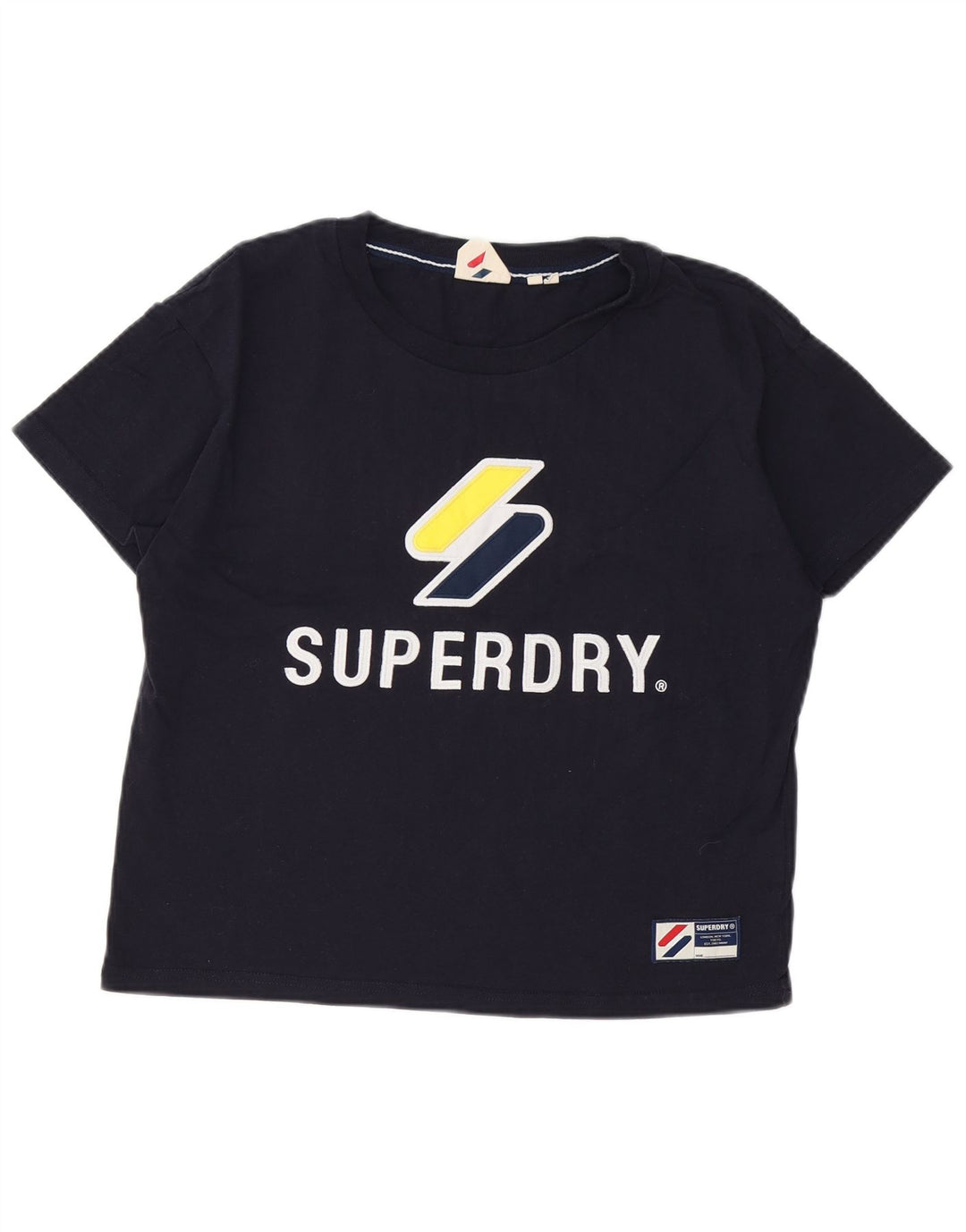 SUPERDRY Womens Graphic T-Shirt Top UK 12 Medium  Navy Blue Cotton