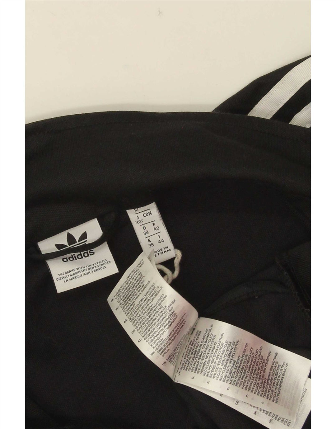 Adidas Womens Tracksuit Top Jacket UK 12 Medium Black Cotton