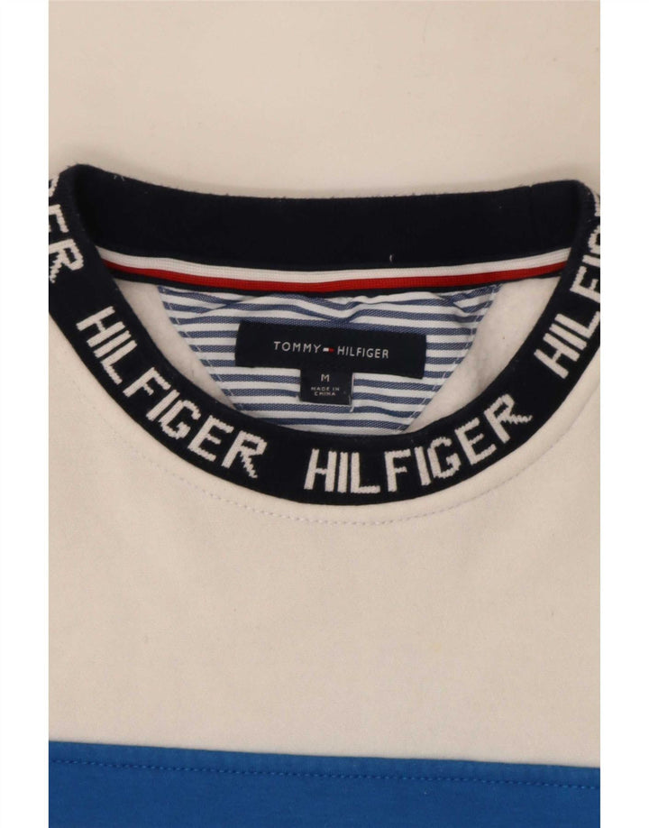 Tommy Hilfiger Mens Graphic Sweatshirt Jumper Medium White Colourblock