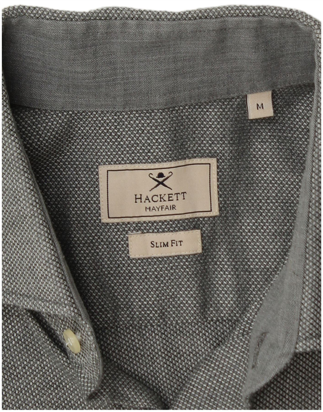 HACKETT Mens Slim Fit Shirt Medium Grey Cotton
