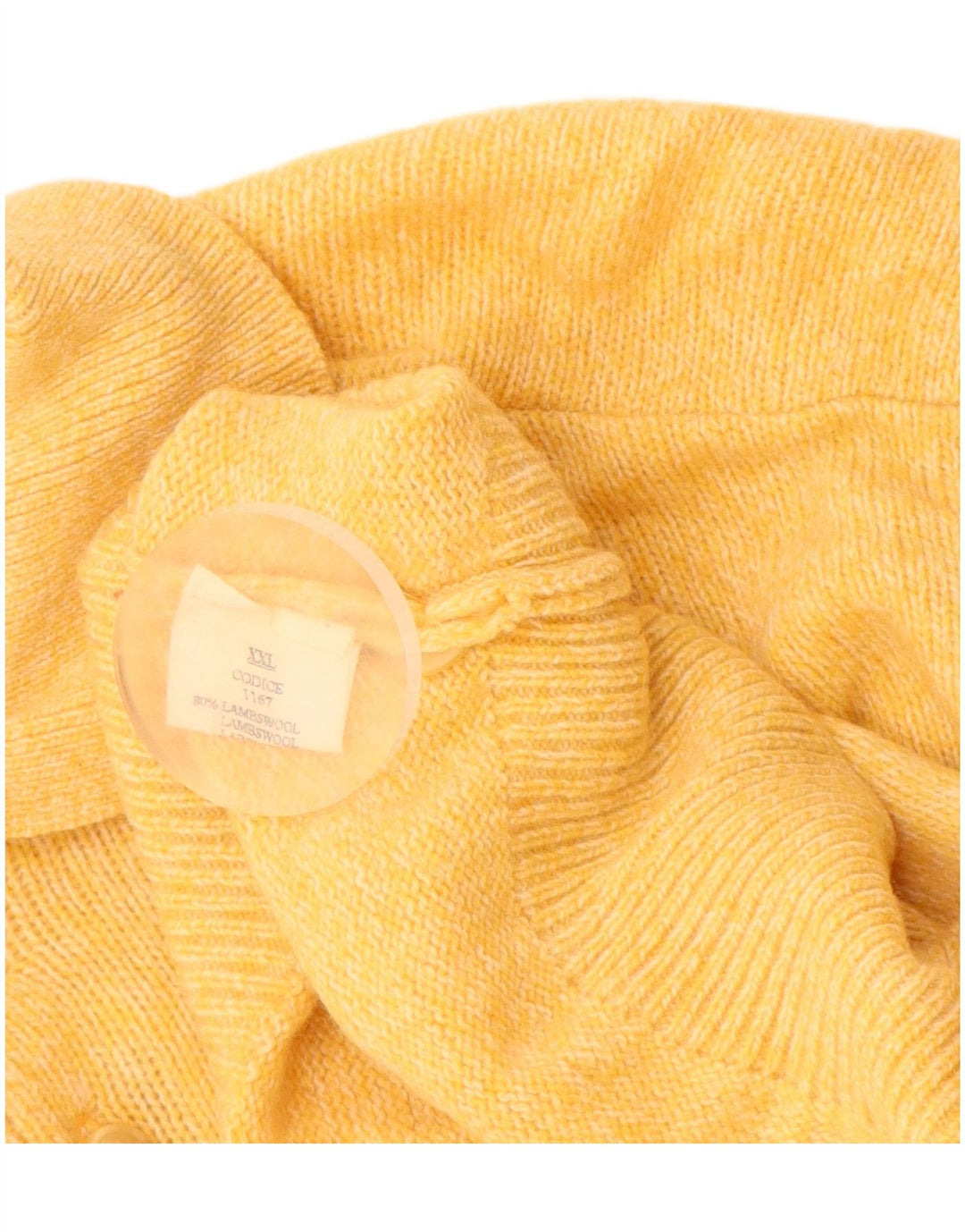 VINTAGE Mens Polo Neck Jumper Sweater 2XL Yellow Lambswool