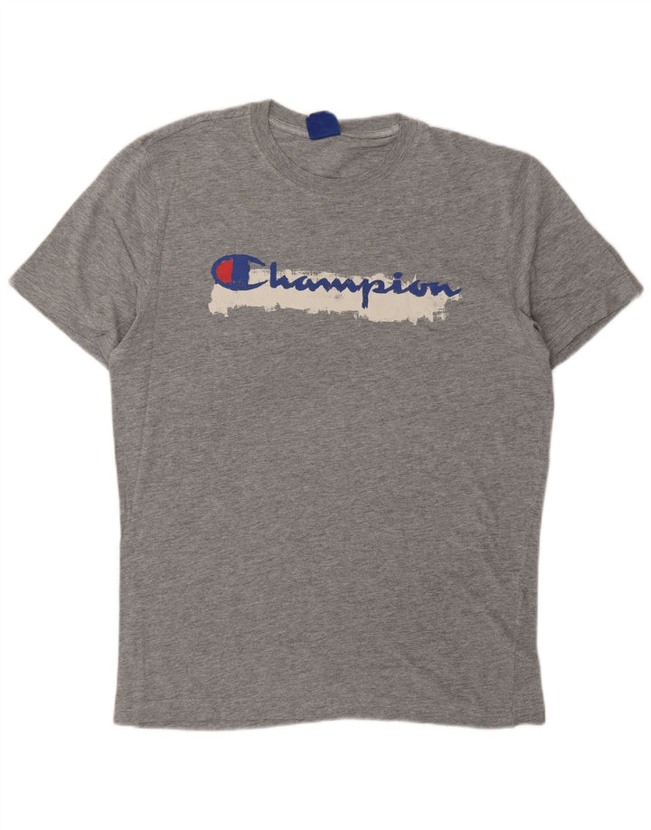 CHAMPION Mens Graphic T-Shirt Top Large Grey Flecked