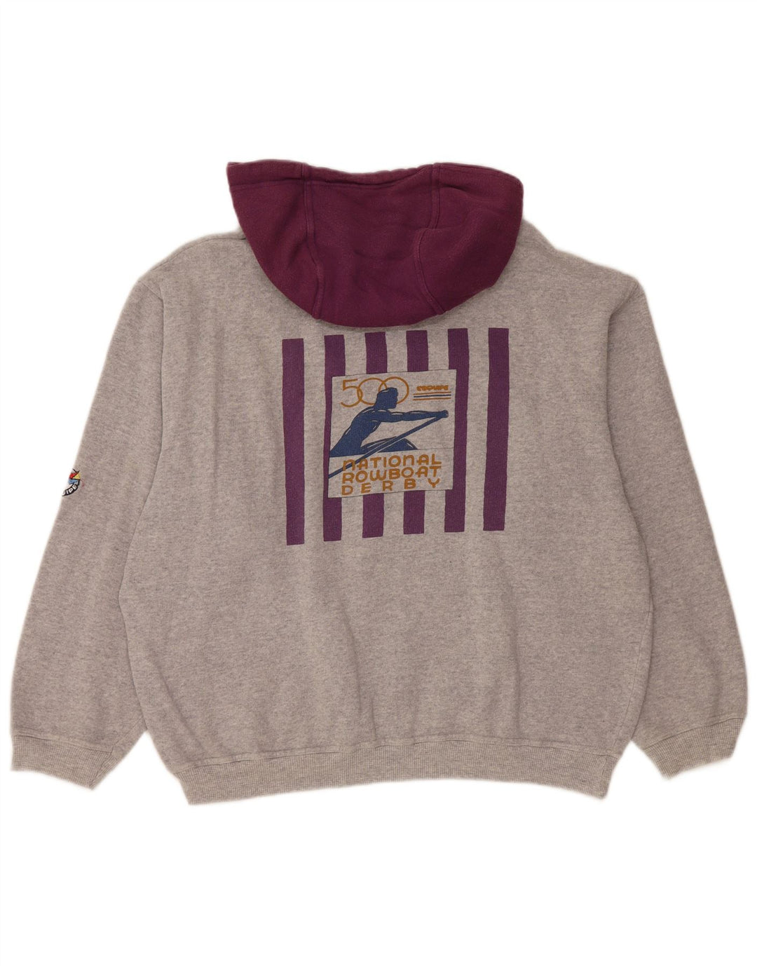 L'Equipe Womens Graphic Loose Fit Hoodie Jumper UK 20 2XL Grey Cotton