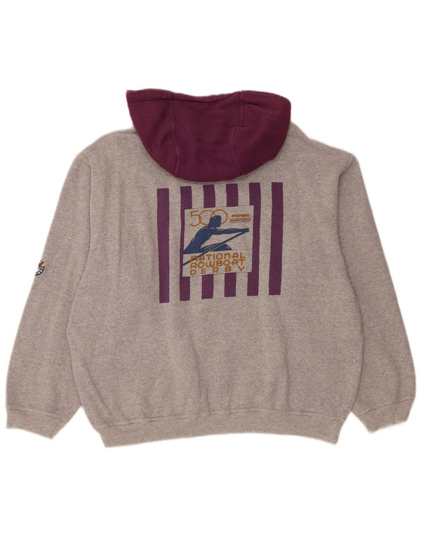 L'Equipe Womens Graphic Loose Fit Hoodie Jumper UK 20 2XL Grey Cotton