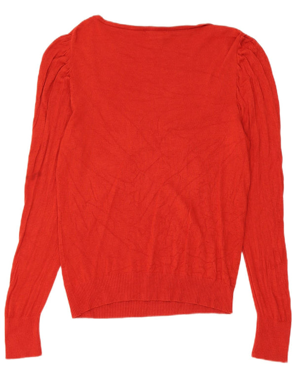 BCBGMAXAZRIA Womens Boat Neck Jumper Sweater UK 14 Large Red Viscose