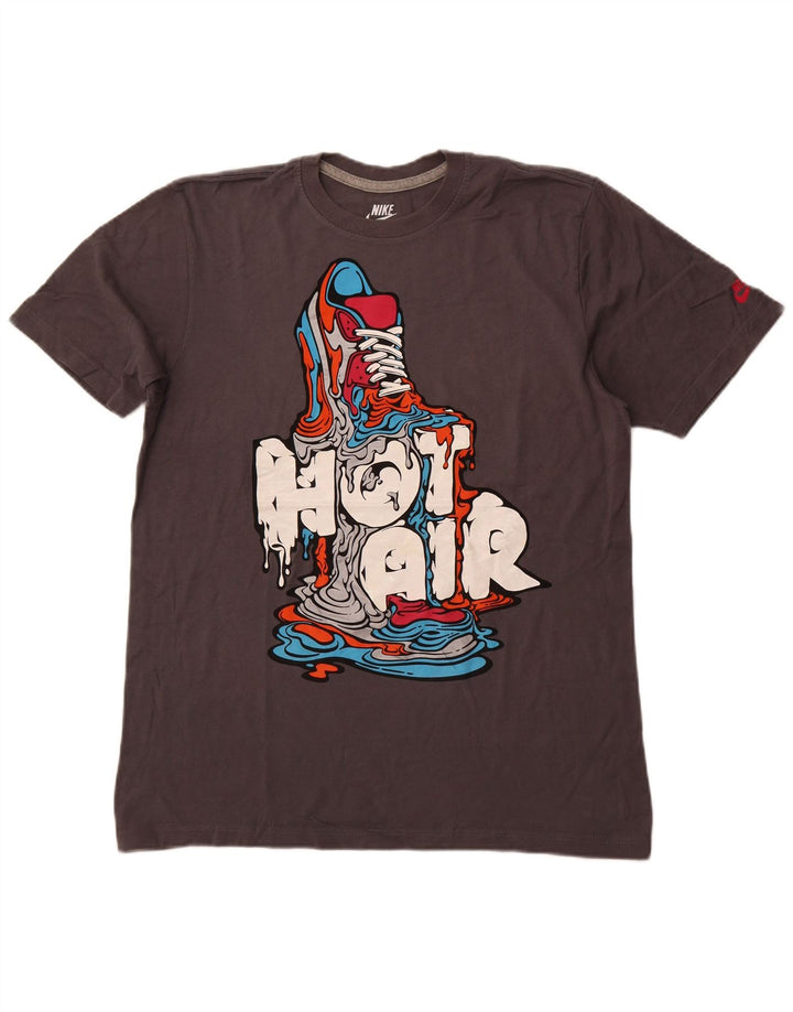 NIKE Mens Standard Fit Graphic T-Shirt Top Large Grey Cotton