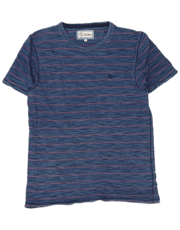 Fat Face Mens T-Shirt Top Medium Navy Blue Pinstripe Cotton
