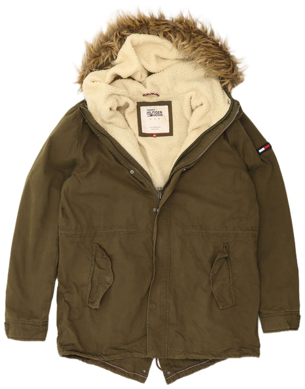 Tommy Hilfiger Mens Hooded Parka Jacket UK 44 2XL Khaki Polyester