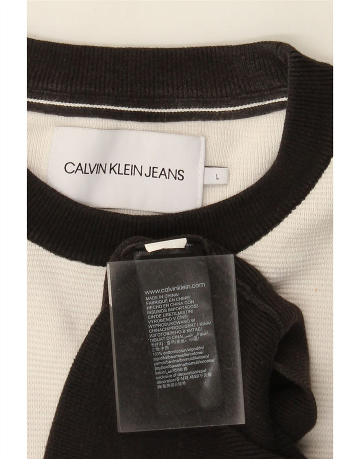 Calvin Klein Jeans Mens Graphic Sweatshirt Jumper Large Black Colourblock