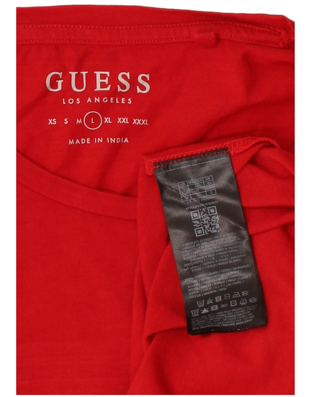 GUESS Mens Graphic T-Shirt Top Large Red Cotton