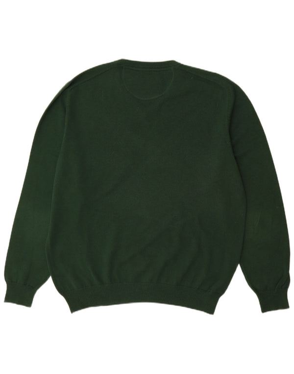 BUGATTI Mens V-Neck Jumper Sweater XL Green Cotton